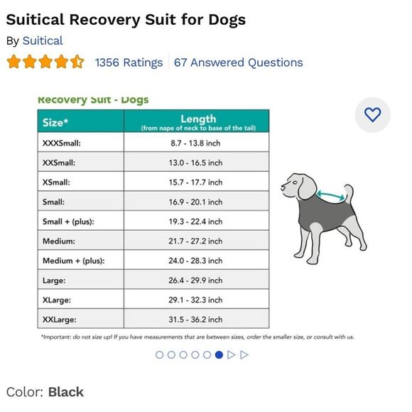 Suitical Recovery Suit for Dogs, Black, Medium NIB - Picture 2 of 4